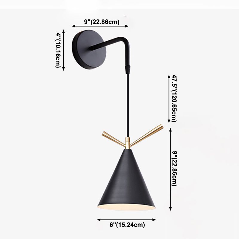 Lampe à paroi nordique moderne cône en fer forgé de clause de mur suspendu pour les espaces intérieurs