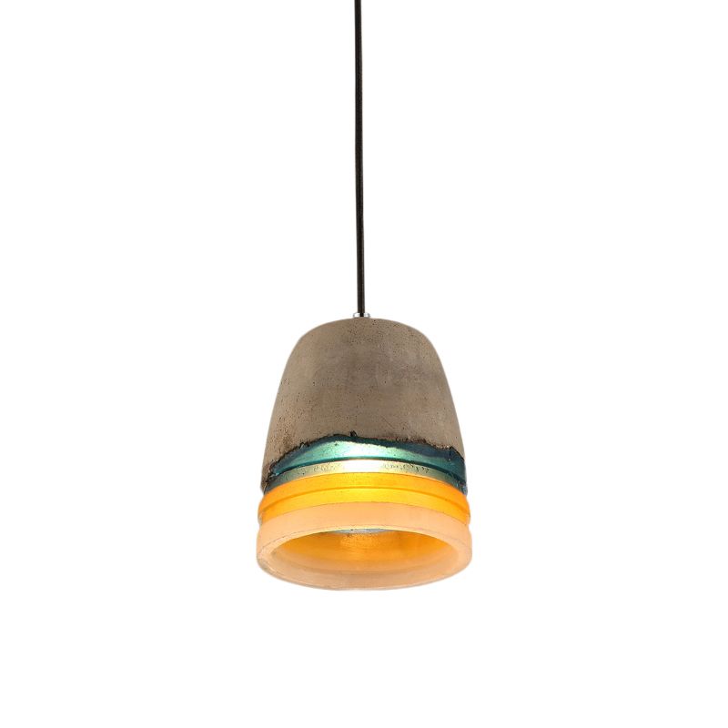 Industrial Bucket Pendant Light 1 Head Cement and Resin Hanging Ceiling Lamp in Grey for Restaurant
