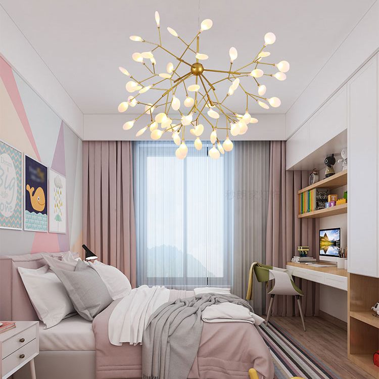 Forma di ramo lampadario moderno lucciole lampada lampadario in oro per soggiorno