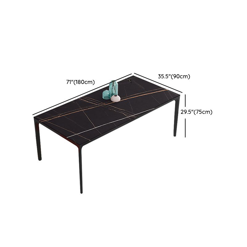Industrial Sintered Stone Kitchen Table Rectangle Fixed Dining Room Desk