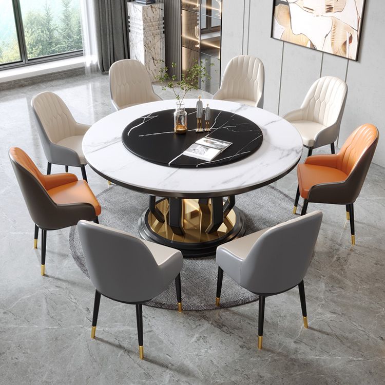 Moderner Stil Sintered Stone Esstisch einzelner Sockel Basis runder Tisch mit Plattenspieler