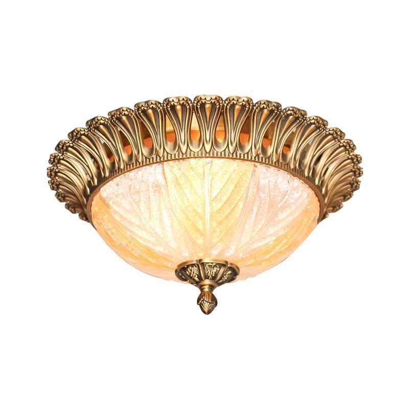 Ridged Crystal Flush Mount Halterung Postmoderne 3 Köpfe Messing Deckenleuchte für Schlafzimmer