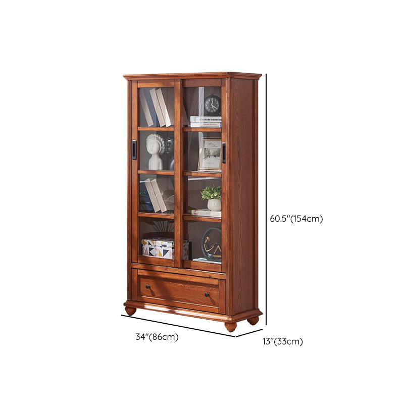 Wooden Standard Bookcase Contemporary Closed Back Bookshelf with Doors