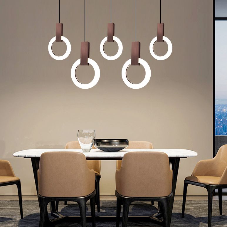 Metal Circle Pendant Light Fixture Modern Style LED Pendant Ceiling Light for Bedroom