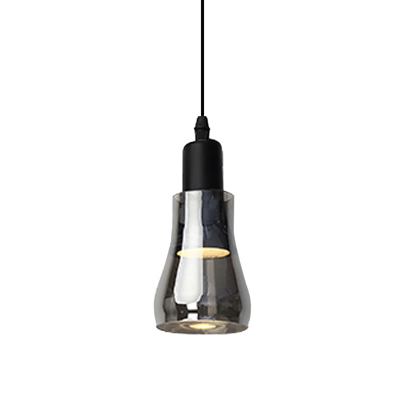 White/Black Bowl/Cone/Saucer Pendant Lamp Modernist 1 Light Glass Led Hanging Ceiling Light in White/Warm Light