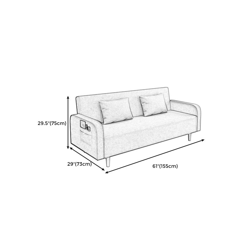 Sofá de tela moderna convertible patas de madera brazo cuadrado 2/3 plazas sofá