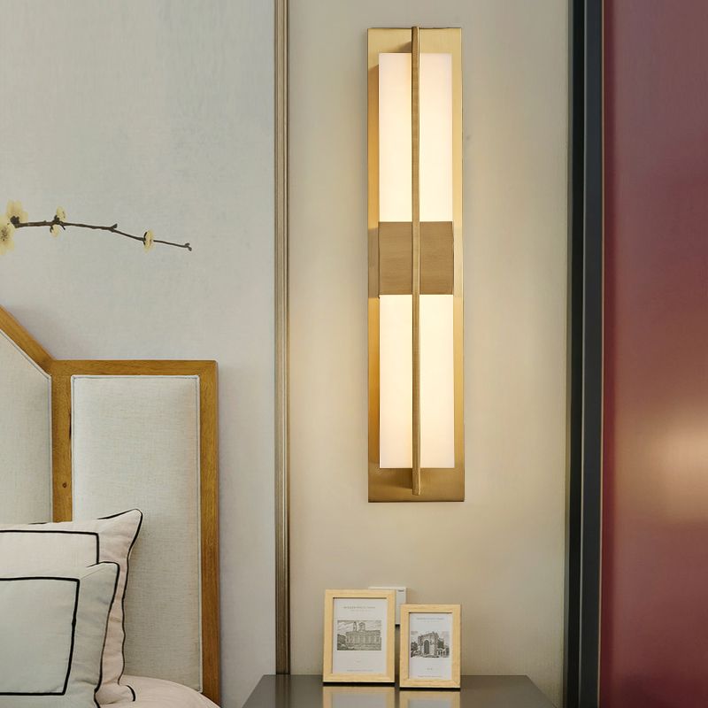 Gold Metal Modern Wall Sconce Rectangular Wall Mounted Light for Living Room