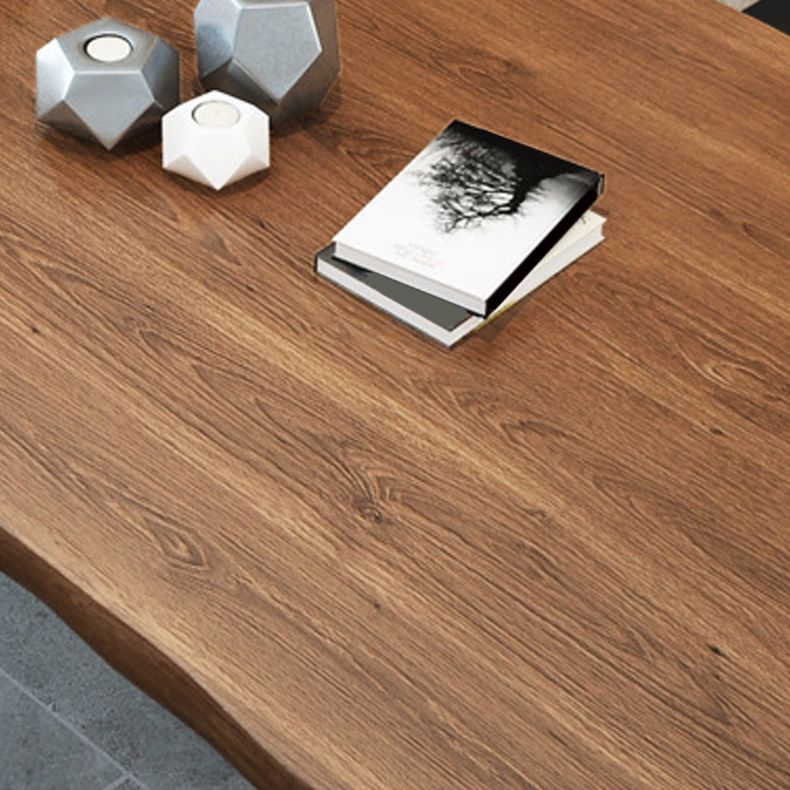 Pine Wood Top Dining Table Industrial Rectangle Table with Sled Base