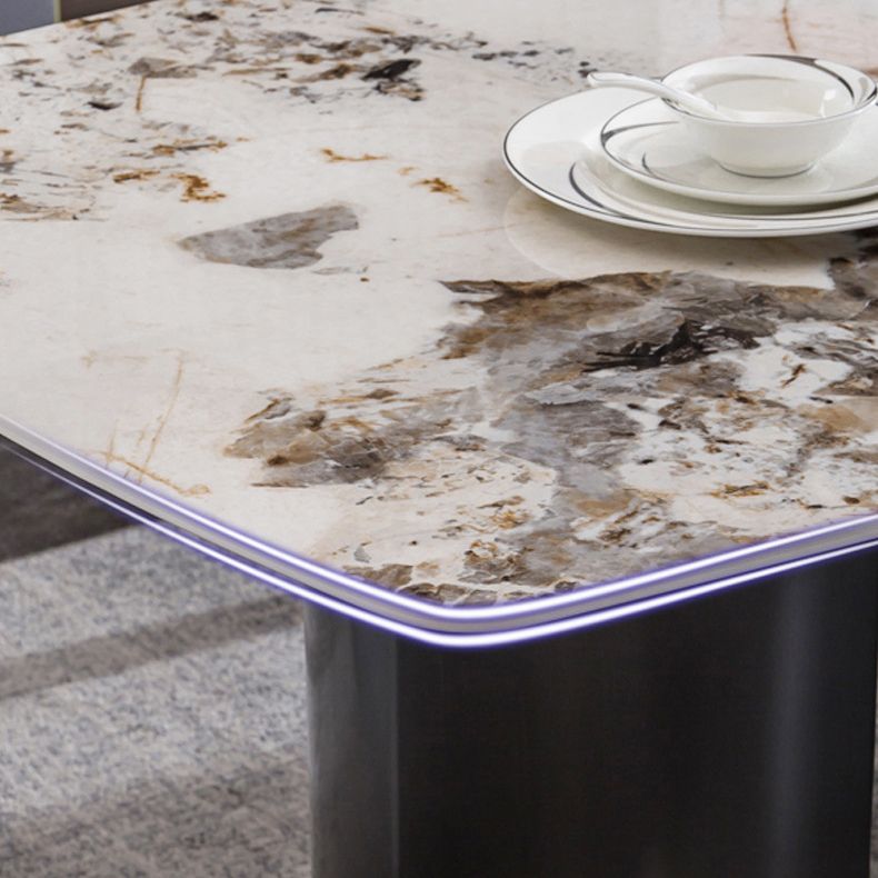 Beige Stone Top Dining Table Set 1/2/3/5/6 Pcs Contemporary Dining Set