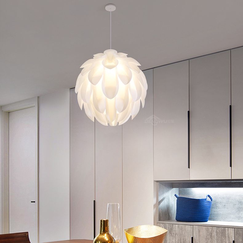 Wit led hanglamp in moderne beknopte stijl smeedijzeren hangende lamp met plastic schaduw