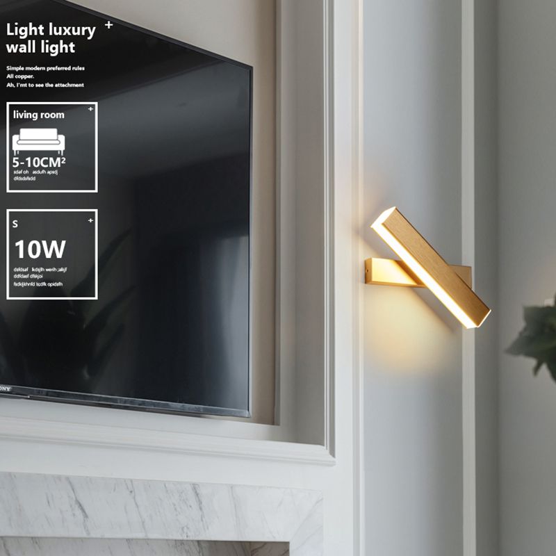 Modern Simple Aluminum Wall Light Rectangle Shape Rotatable Wall Lamp for Bedroom