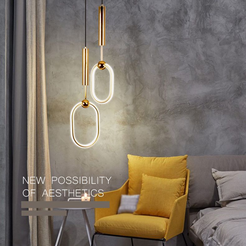 Geometric Metal Pendant Light Kit Simplicity Style LED Gold Hanging Ceiling Light
