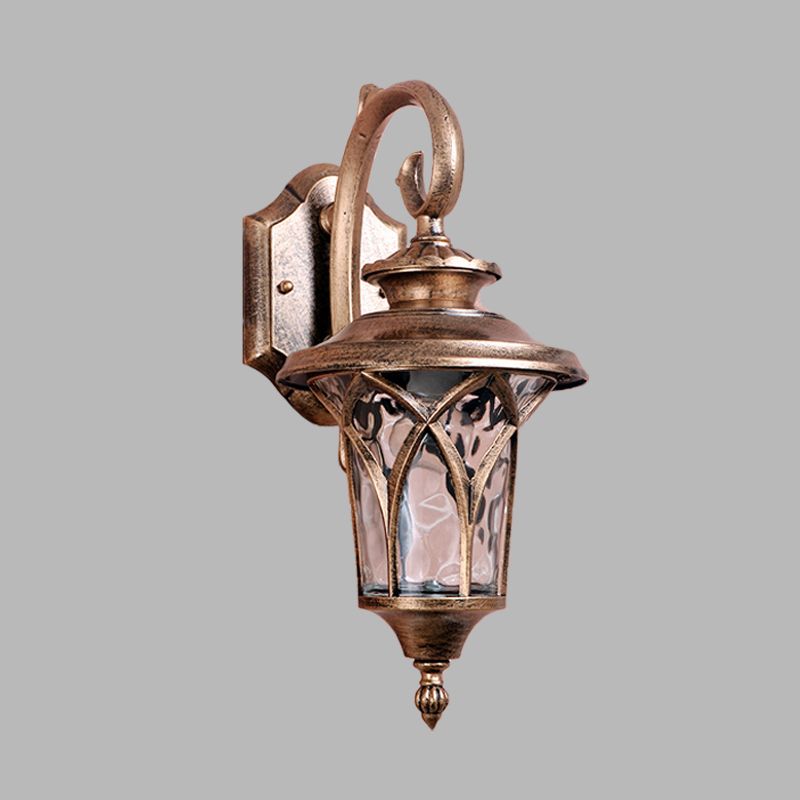 Applexion murale de l'urne rustique Lumière 1 ampoule Aluminium Mur Wall Lampe Ayémorrat en laiton avec une teinte en verre d'eau