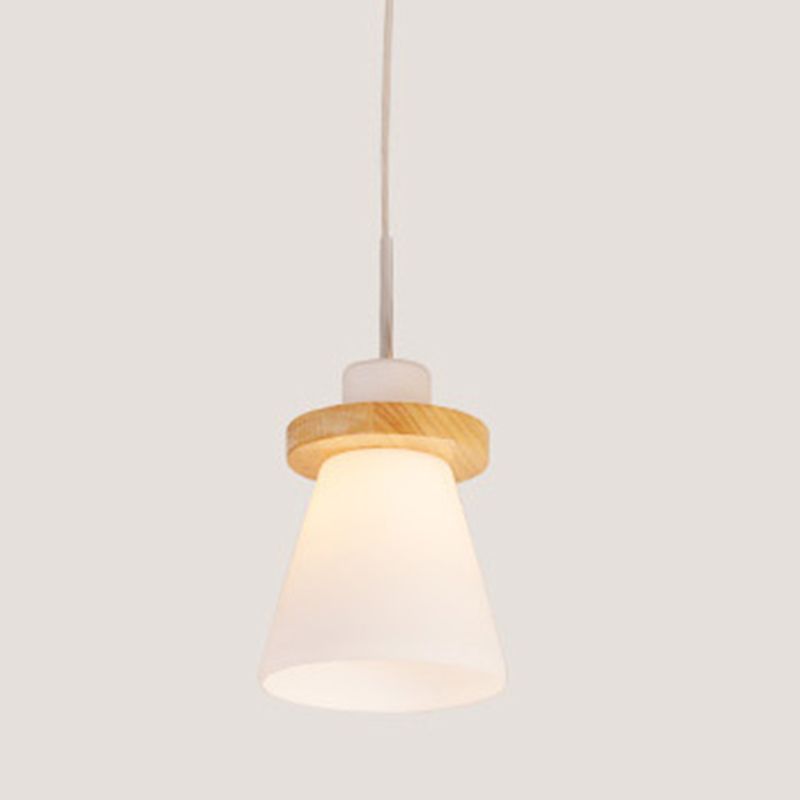 En bois conical pendentif plafonnier léger nordique blanc nordique kit de lumière suspendue pour salle à manger