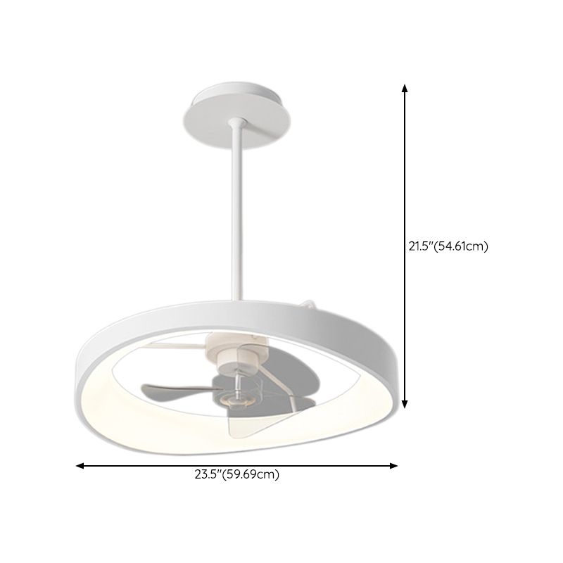 1 - Light LED Fan Light in Matte White Metal Ceiling Fan Fixture