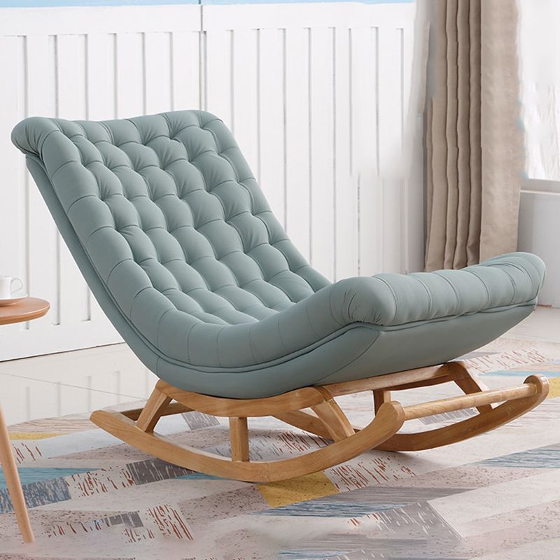 Solid Wood Base Chaise Leisure Lazy Sofa Chair Modern Lounge Rocking Chair