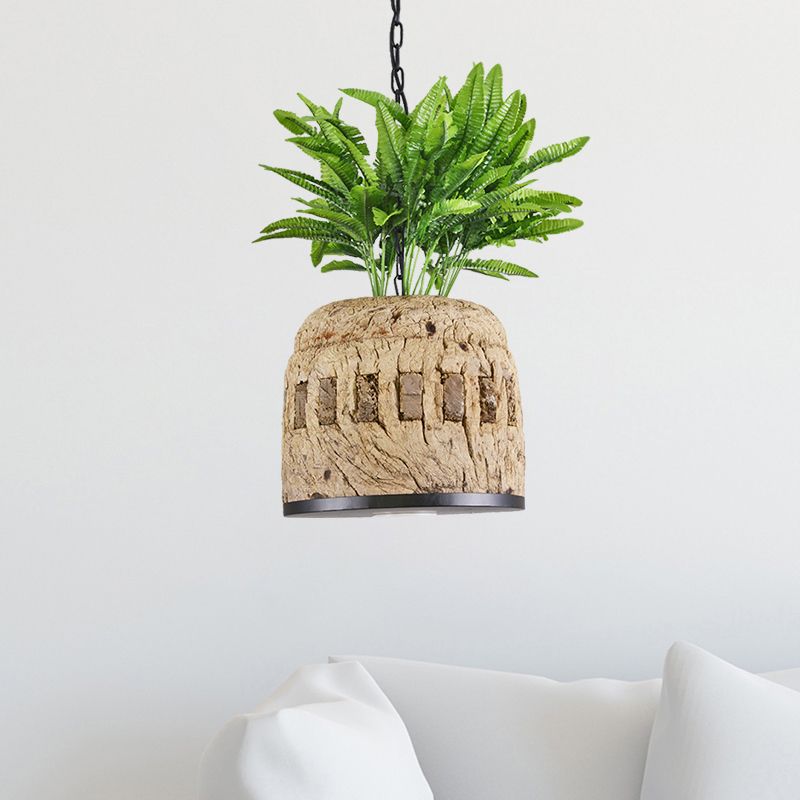 1 lichte hanglamp Factory eetkamerplant hangende lichtkit met koepelhars schaduw in groen