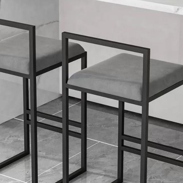 Modern Armless Backrest Counter Stool Iron Kitchen Bar Stool with  Cushion and Pedal