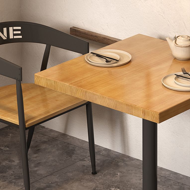 Industrial Solid Wood Dining Table Brown Square Table with Metal Base for Dinning Room