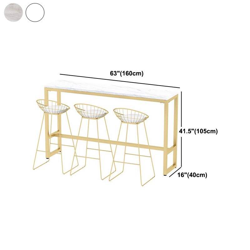 Glam Style Rectangle Bar Table White Trestle Base Bar Dining Table