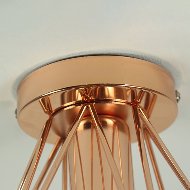 Iron Frame Ceiling Light in Industrial Retro Style Geometric Single Flush Mount for Corridor