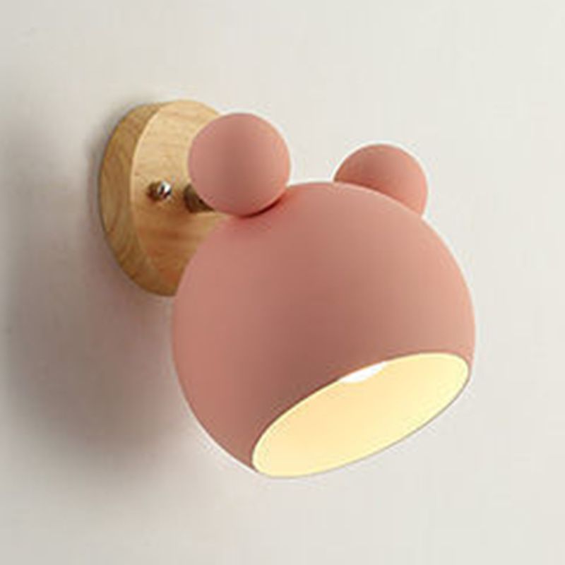 Children Wall Light Flush Mount Polish Finish Wood Lighting for Foyer