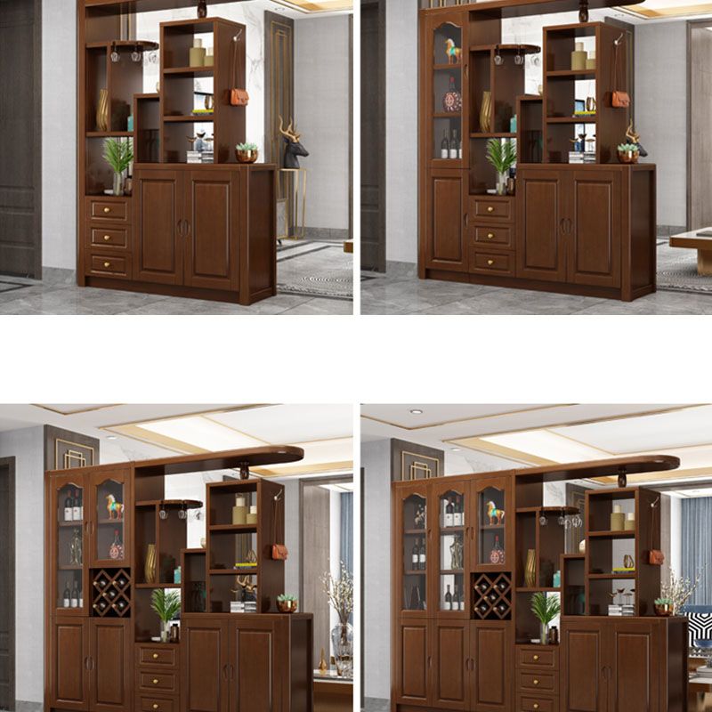 Solid Wood Shelves Included Modern Accent Cabinet for Living Room