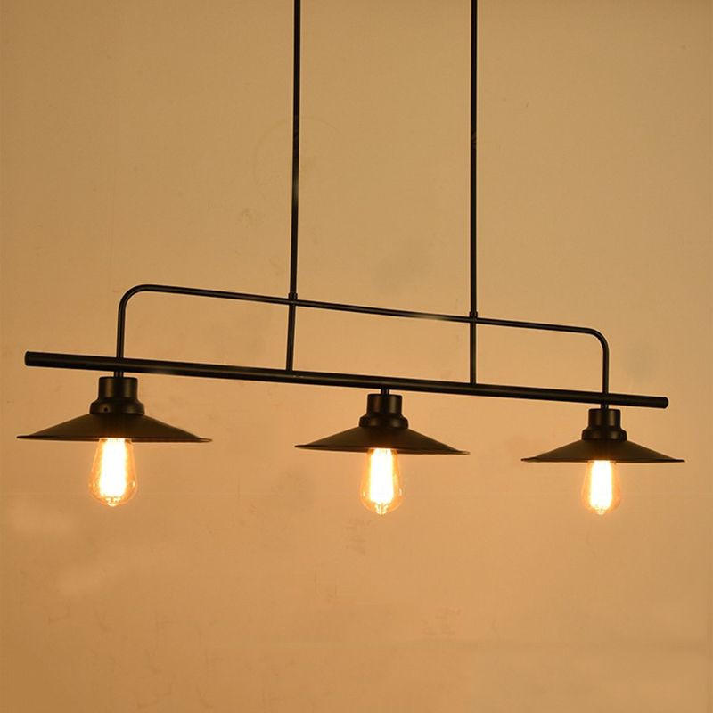 Metal 3 Lights Island Pendant Lighting Flared Industrial Island Light Fixtures for Dining Room