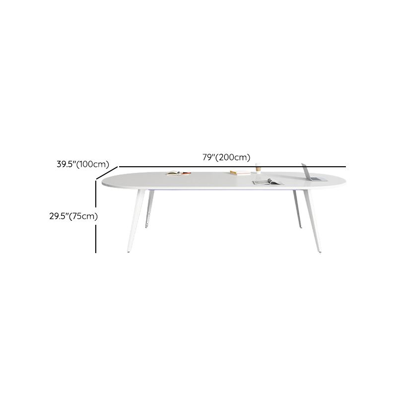 Contemporary Wooden Writing Desk White Oval Office Desk for Office