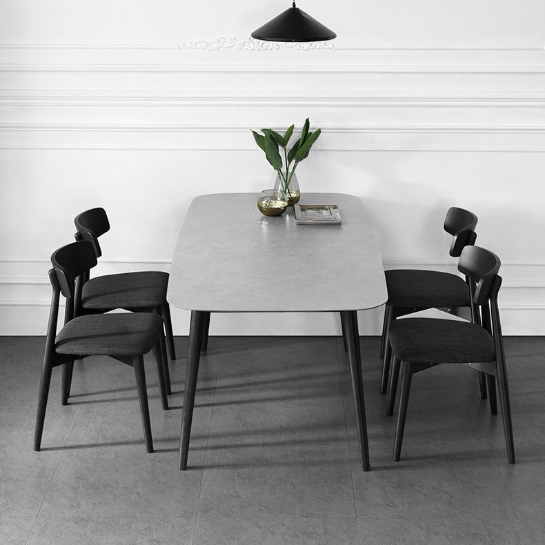 Modern Style Gray Stone Table Rectangle Dining Table for Kitchen