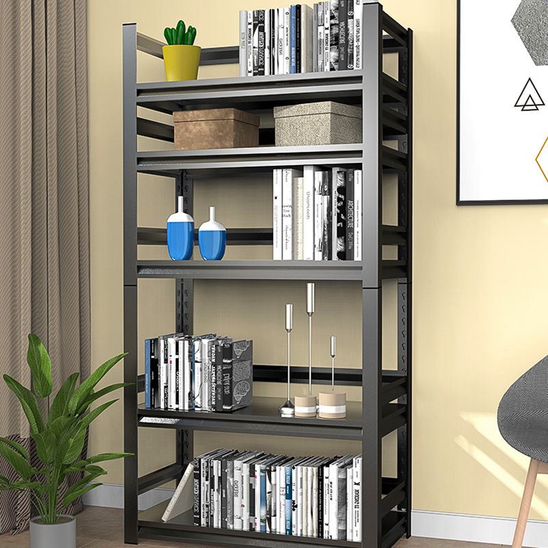 Rectangle Metal Bookcase Modern Closed Back Bookshelf with Shelves