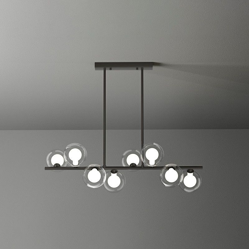 Postmodern LED Island Light Aymage Bubbles Pendant Lampe avec une teinte en verre transparent et blanche