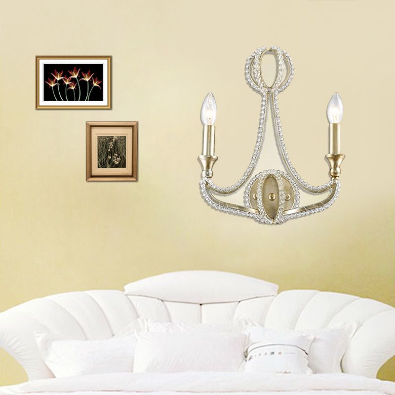 2 lichten Wall Lamp Traditionele stijl Candelabra Metal SCONCE Licht in goud voor woonkamer