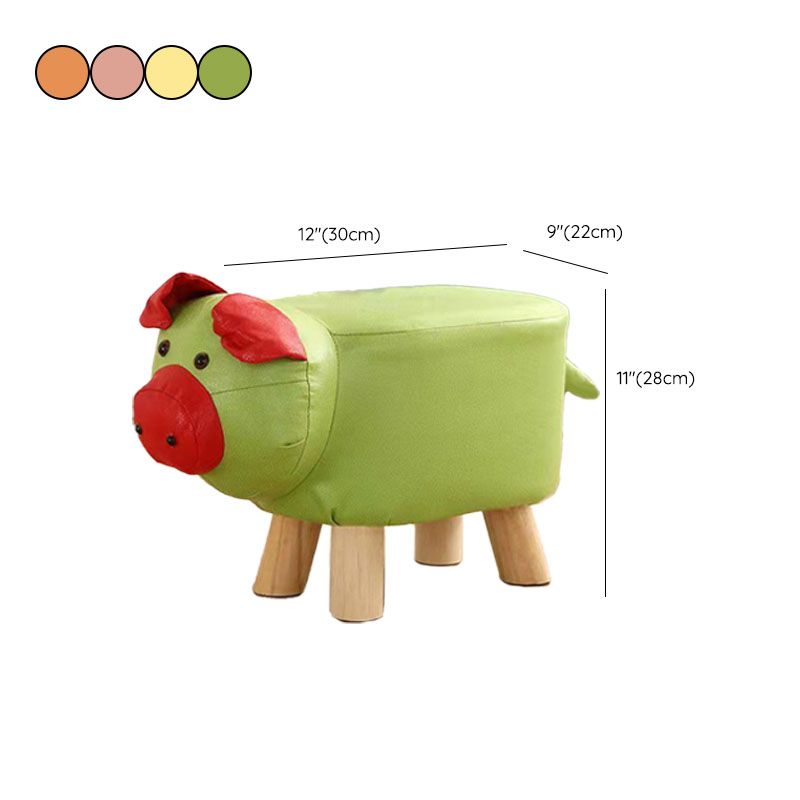 Contemporary Pouf Ottoman Cotton Upholstered Animal Shape Ottoman with Chair Legs