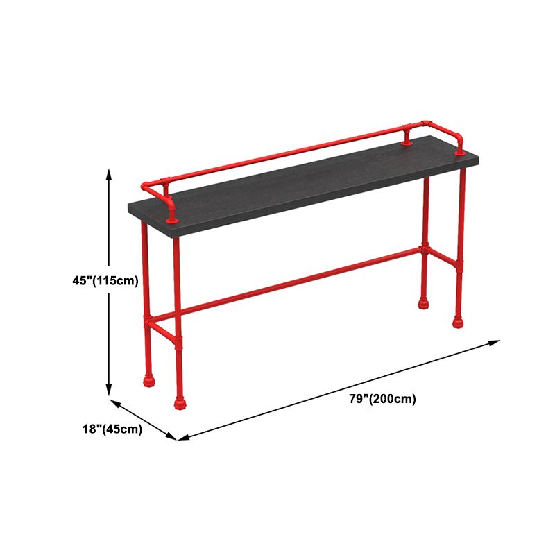 Black and Red Counter Set Industrial 1/4 Pieces Rectangle Wood Counter Set