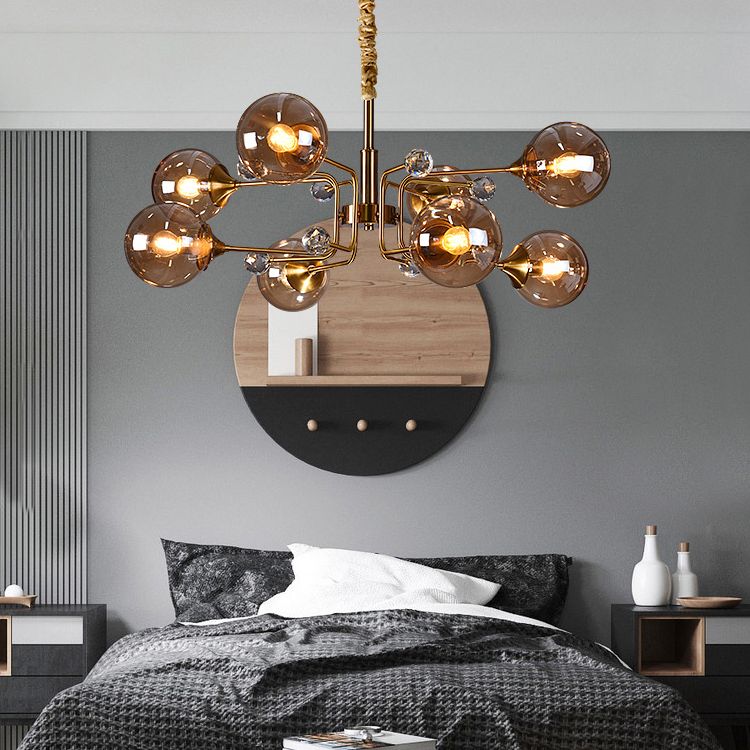 Modern Chandelier Metal Globe-Shaped Chandelier with Shade for Dining Room