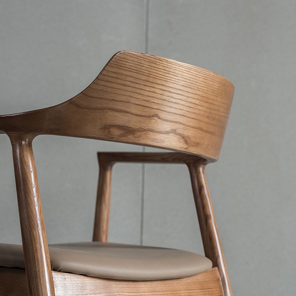 Traditional Style Open Back Chair Dining Arm Chair with Wooden Legs for Kitchen