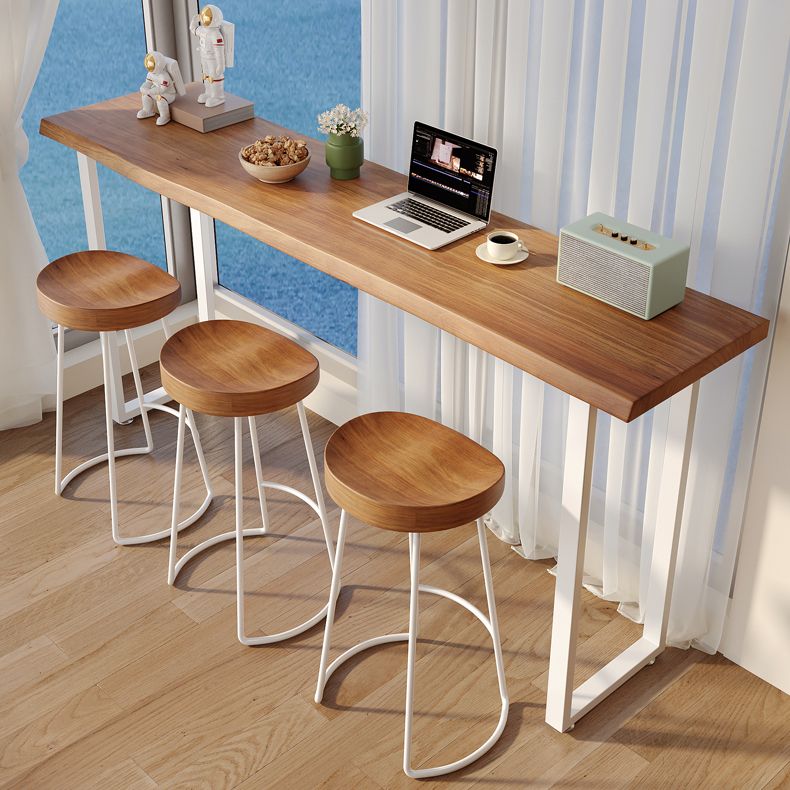 Modern Rectangle Bar Table Set 1/4 Pcs Solid Wood Bar Table and Stools