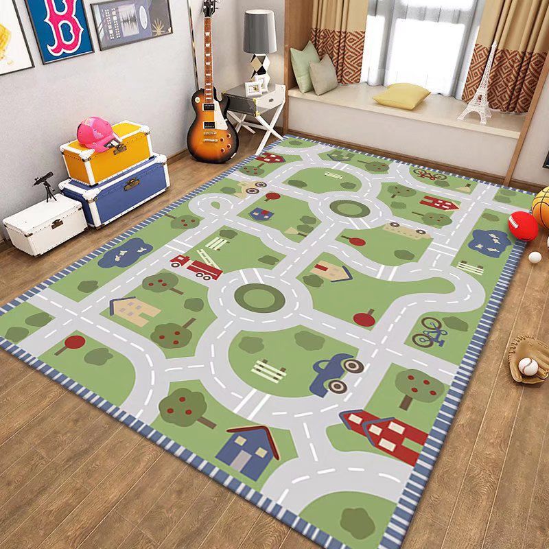 Game Puzzle Carpet Polyester Area Carpet Anti-Slip Easy Care Rug for Playroom