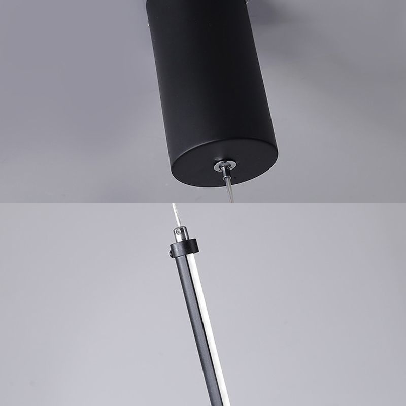 Röhrenförmige Anhänger Leuchte minimalistische Metall Black LED Hanging Deckenleuchte, warmes/weißes Licht