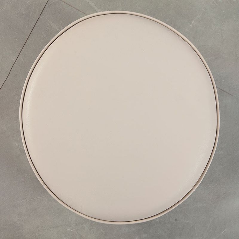 Stylish PU Ottoman Solid Color Water Resistant Round Footstool Ottoman