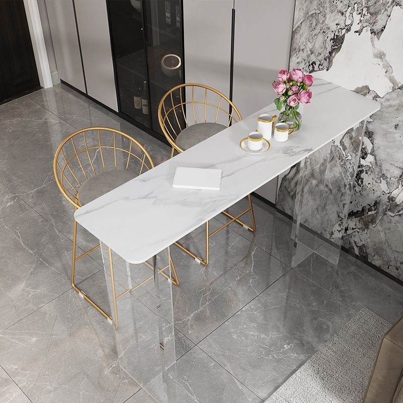 Modern White Stone Top Bistro Table with Acrylic Base for Small Places