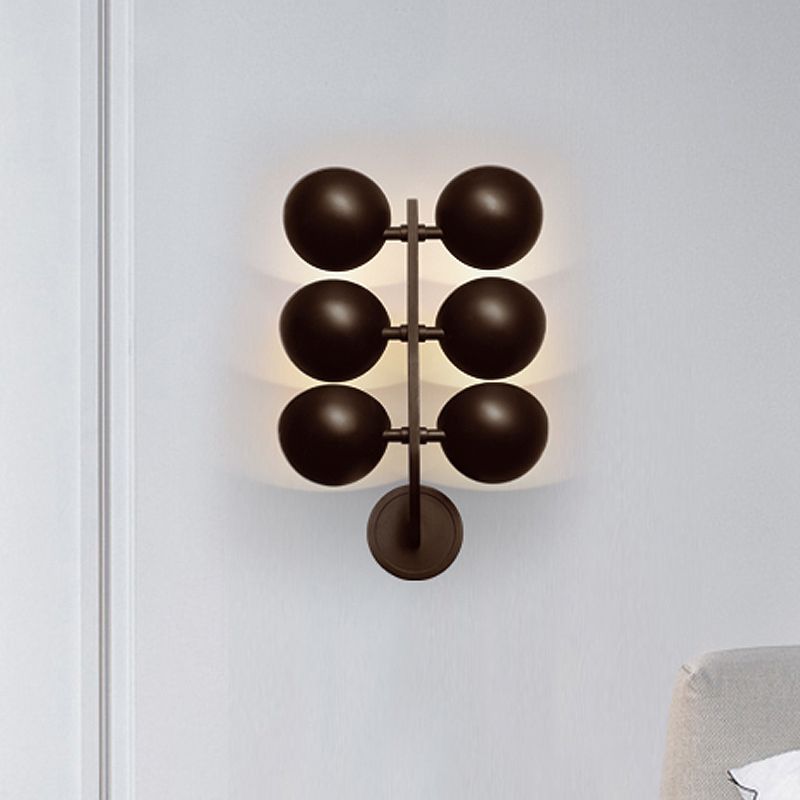 Industrial Half Sphere Sconce Lamp 6 Heads Metal Wall Mount Light in Black with Branch Design