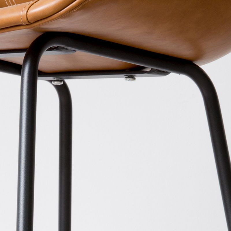 Tabouret de bar en cuir et métal noir, tabouret de comptoir scandinave à dossier bas Bristol avec siège baquet