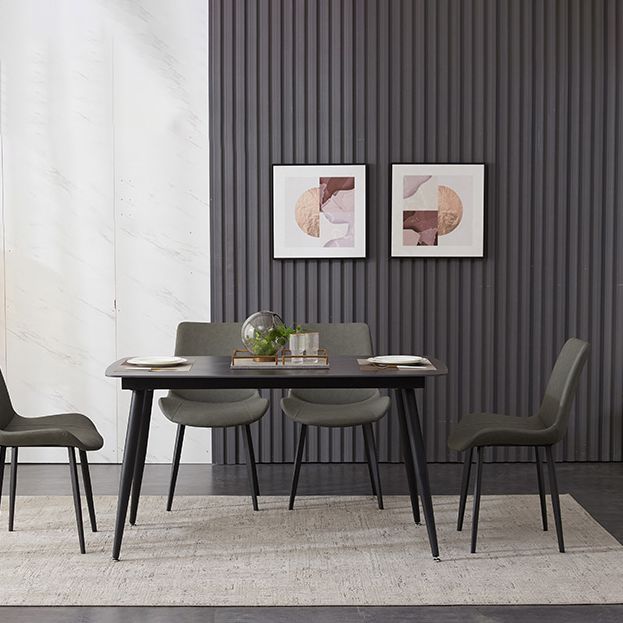 Industrialstil Sintered Stone Tisch schwarz 4 Beine Basis Rechtecktisch für Zuhause