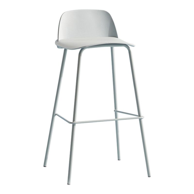 Scandinavian Living Room Low Back Stool Matte Finish Plastic Barstool