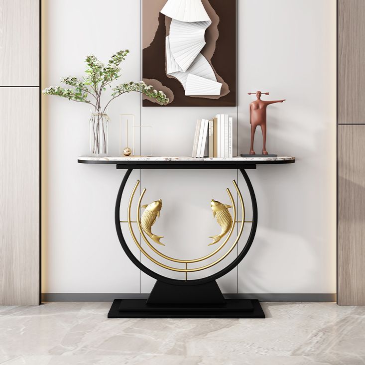 Contemporary Stone Console Table Stain Resistant Console Sofa Table for Hall