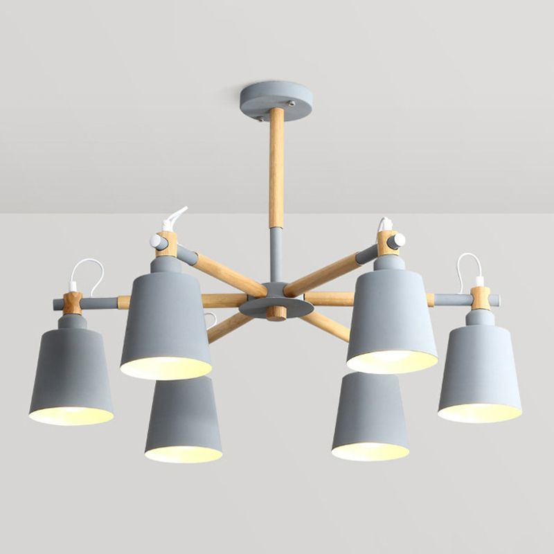 Nordic Colorful Chandelier Metal Wood Pendant Lighting Fixtures for Living Room