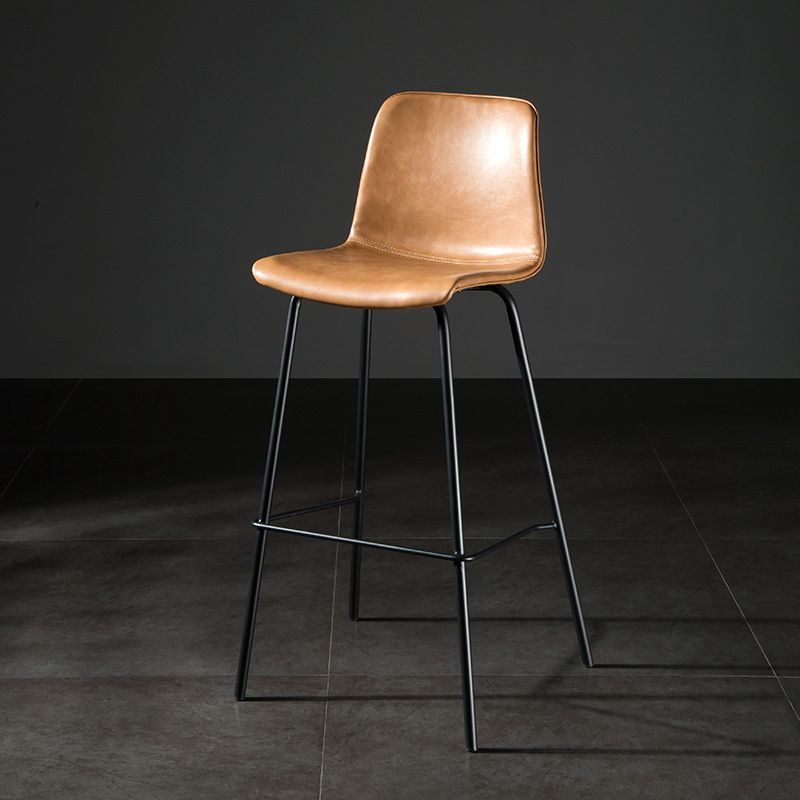 Modern Matte Finish PU Leather Barstool Low Back Restaurant Stool