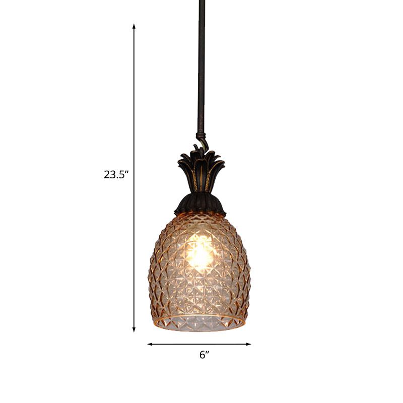 Retro ananas hanger plafondlicht 1 lamp prismatisch glas hangende lamp in zwart voor restaurant